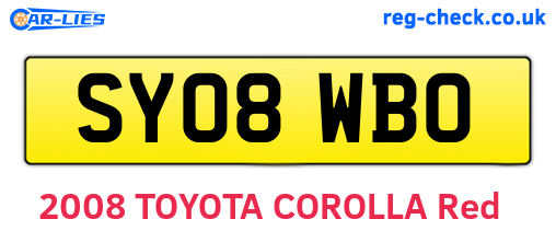 SY08WBO are the vehicle registration plates.