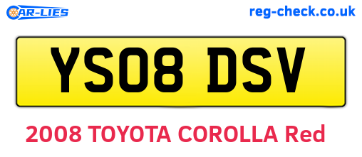 YS08DSV are the vehicle registration plates.