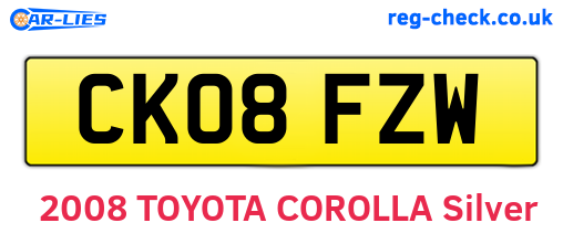 CK08FZW are the vehicle registration plates.