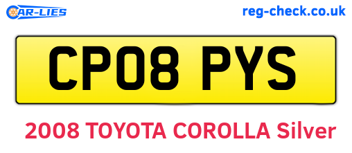 CP08PYS are the vehicle registration plates.