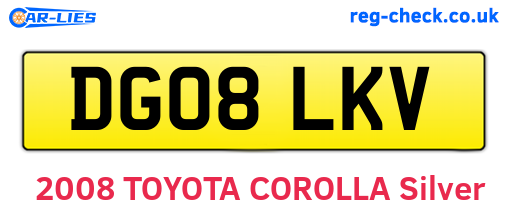 DG08LKV are the vehicle registration plates.