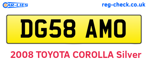 DG58AMO are the vehicle registration plates.