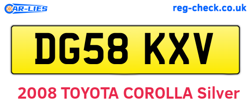 DG58KXV are the vehicle registration plates.