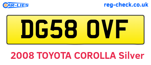 DG58OVF are the vehicle registration plates.