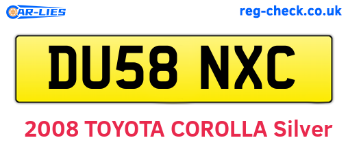 DU58NXC are the vehicle registration plates.