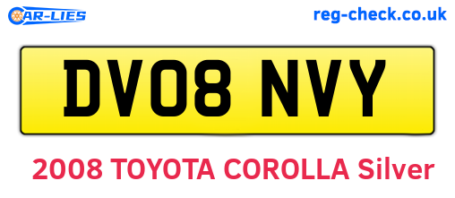 DV08NVY are the vehicle registration plates.