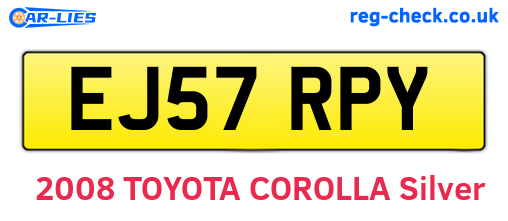 EJ57RPY are the vehicle registration plates.