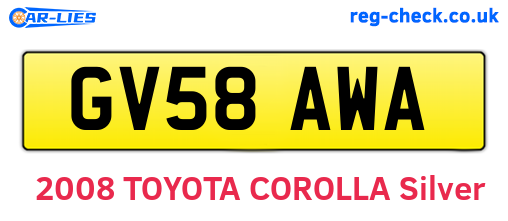 GV58AWA are the vehicle registration plates.