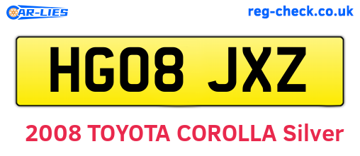 HG08JXZ are the vehicle registration plates.