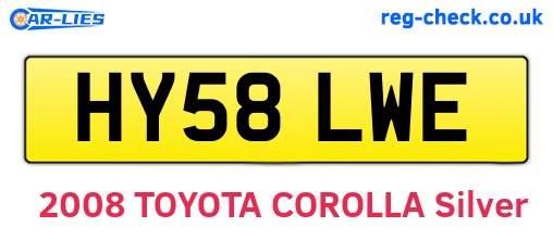 HY58LWE are the vehicle registration plates.