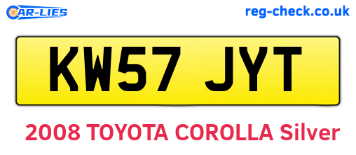 KW57JYT are the vehicle registration plates.