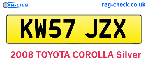 KW57JZX are the vehicle registration plates.