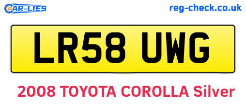 LR58UWG are the vehicle registration plates.