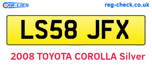 LS58JFX are the vehicle registration plates.