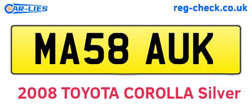 MA58AUK are the vehicle registration plates.