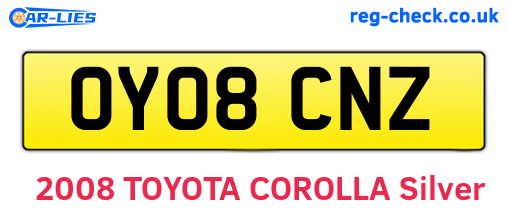 OY08CNZ are the vehicle registration plates.