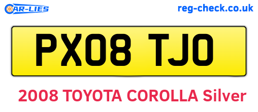 PX08TJO are the vehicle registration plates.