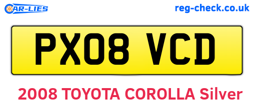 PX08VCD are the vehicle registration plates.