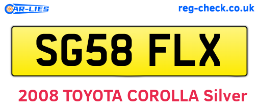 SG58FLX are the vehicle registration plates.