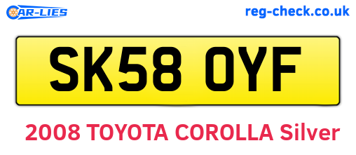 SK58OYF are the vehicle registration plates.