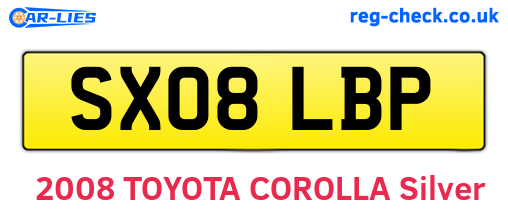 SX08LBP are the vehicle registration plates.