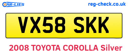 VX58SKK are the vehicle registration plates.