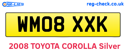 WM08XXK are the vehicle registration plates.