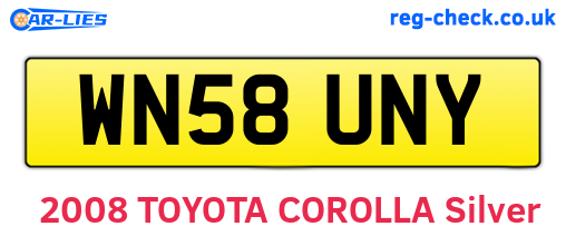 WN58UNY are the vehicle registration plates.