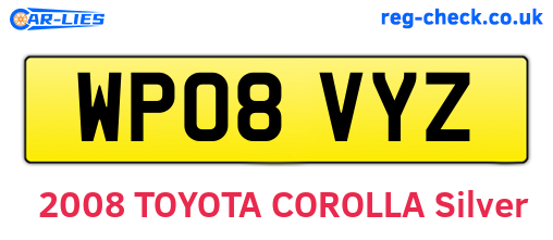 WP08VYZ are the vehicle registration plates.