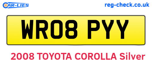 WR08PYY are the vehicle registration plates.