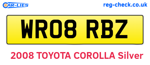 WR08RBZ are the vehicle registration plates.