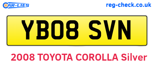 YB08SVN are the vehicle registration plates.