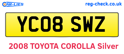 YC08SWZ are the vehicle registration plates.
