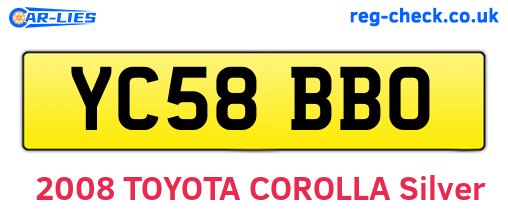 YC58BBO are the vehicle registration plates.