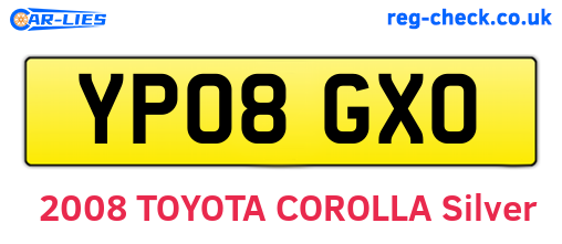 YP08GXO are the vehicle registration plates.