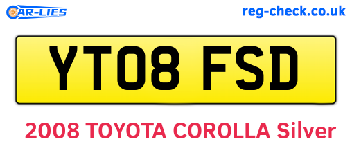 YT08FSD are the vehicle registration plates.