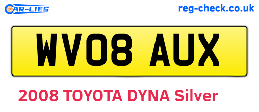WV08AUX are the vehicle registration plates.