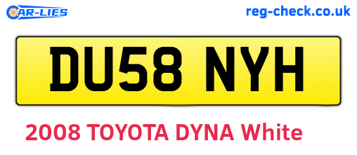 DU58NYH are the vehicle registration plates.