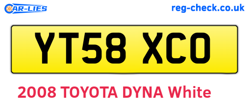 YT58XCO are the vehicle registration plates.