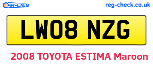 LW08NZG are the vehicle registration plates.