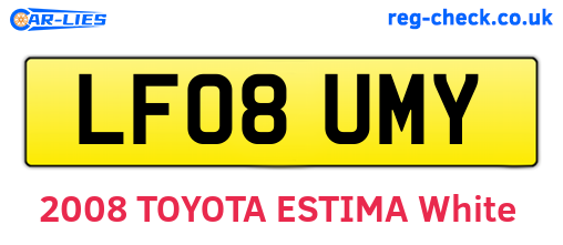 LF08UMY are the vehicle registration plates.