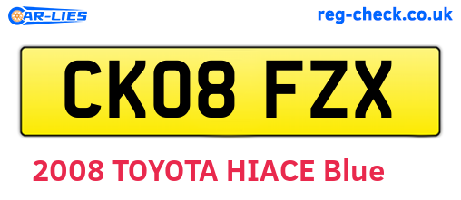 CK08FZX are the vehicle registration plates.