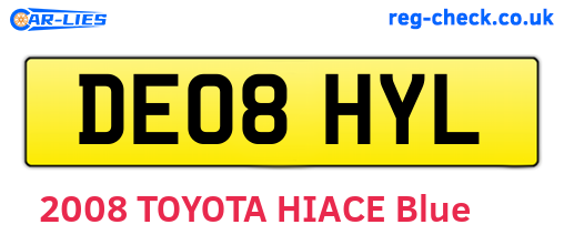 DE08HYL are the vehicle registration plates.