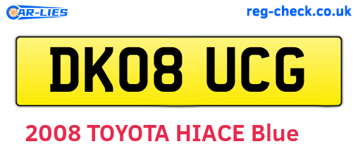 DK08UCG are the vehicle registration plates.