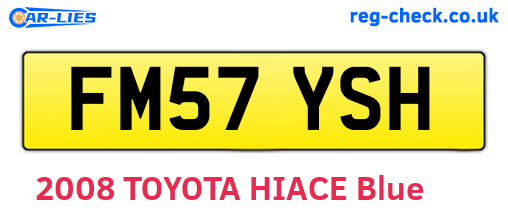 FM57YSH are the vehicle registration plates.