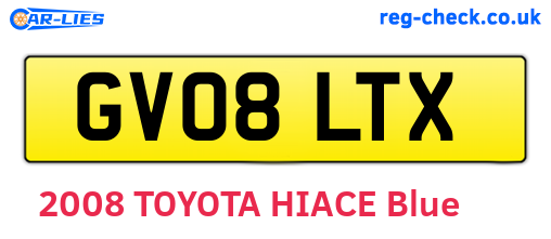 GV08LTX are the vehicle registration plates.