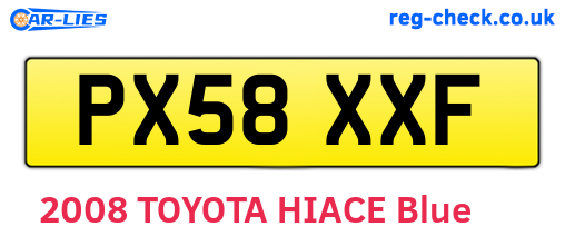 PX58XXF are the vehicle registration plates.