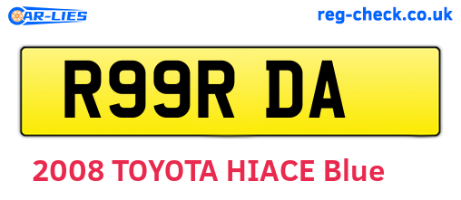 R99RDA are the vehicle registration plates.
