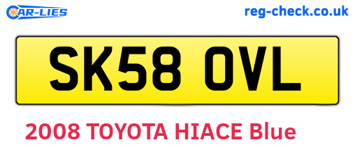 SK58OVL are the vehicle registration plates.