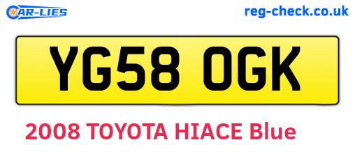 YG58OGK are the vehicle registration plates.